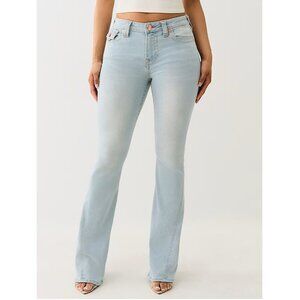 New Women's True Religion Joey Big T Mid Rise Flap Flare Jeans Size 29 MSRP $199